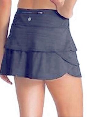 Athleta Swagger Tiered Skirt Tennis Skort Size M Blue Stretch Golf Pickleball